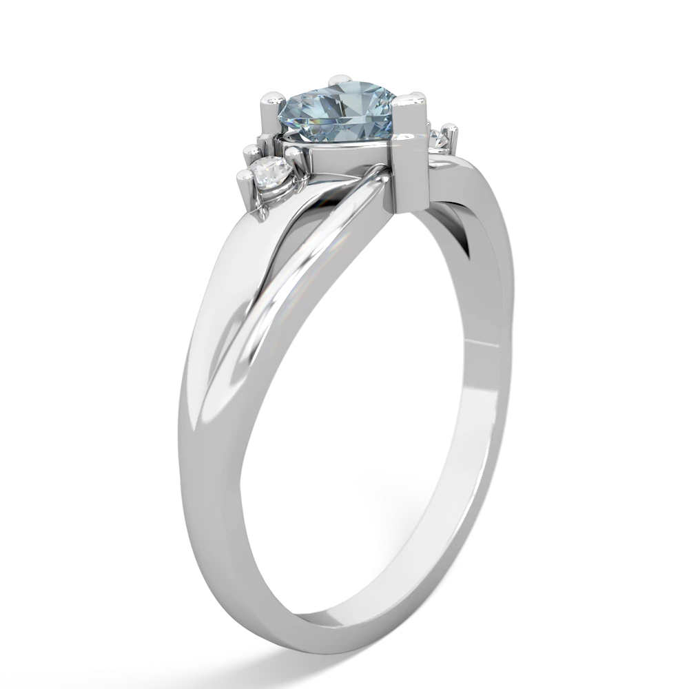 Aquamarine Split Band Swirl 14K White Gold ring R2130