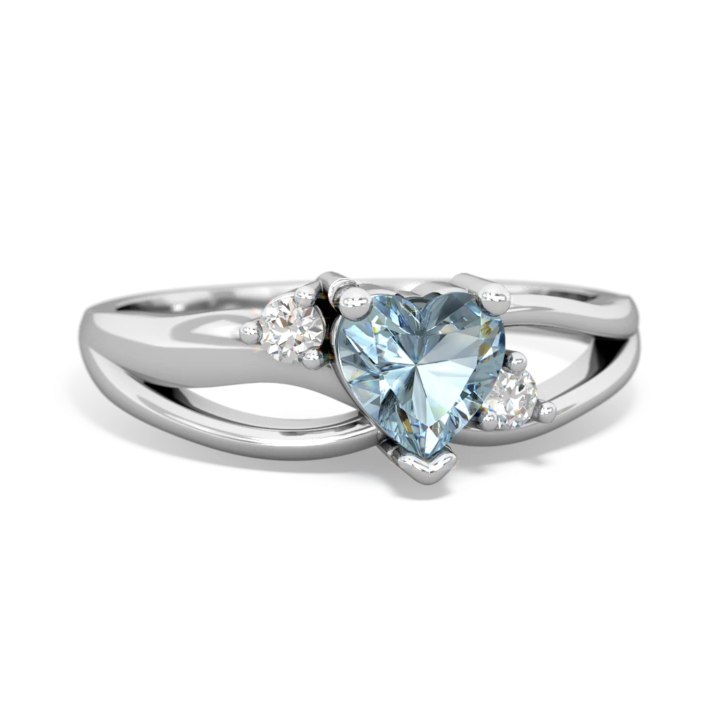 Aquamarine Split Band Swirl 14K White Gold ring R2130