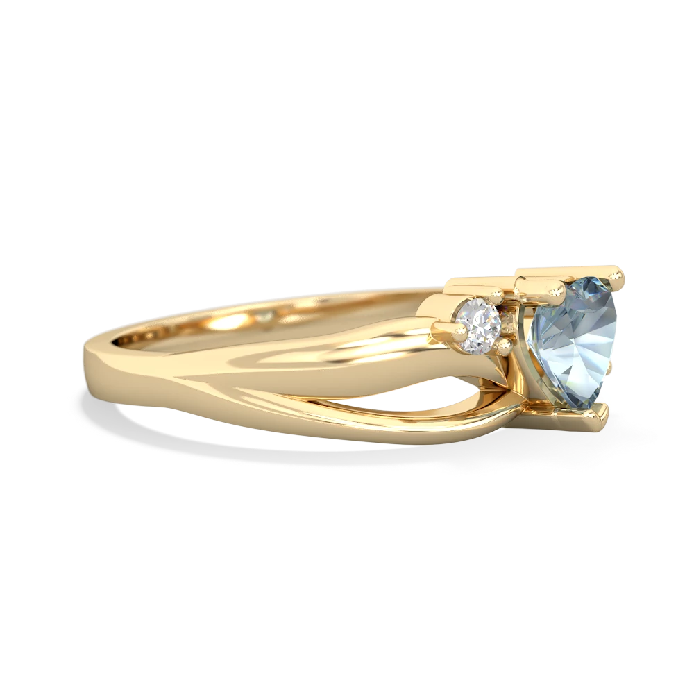 Aquamarine Split Band Swirl 14K Yellow Gold ring R2130