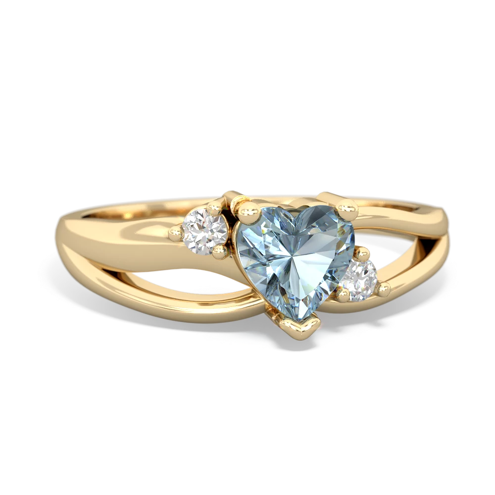 Aquamarine Split Band Swirl 14K Yellow Gold ring R2130