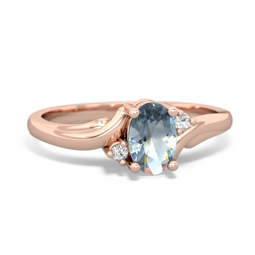 Aquamarine Elegant Swirl 14K Rose Gold ring R2173