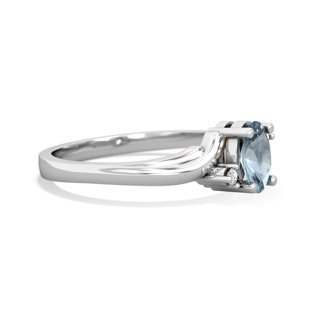 Aquamarine Elegant Swirl 14K White Gold ring R2173