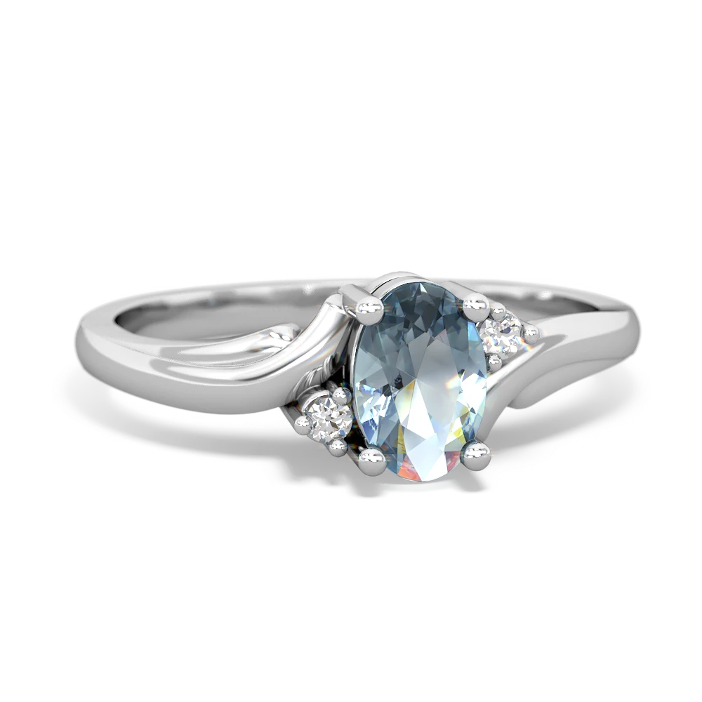 Aquamarine Elegant Swirl 14K White Gold ring R2173