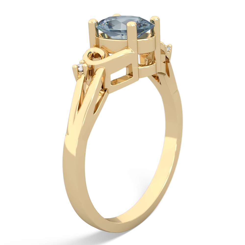 Aquamarine Swirls 14K Yellow Gold ring R2347