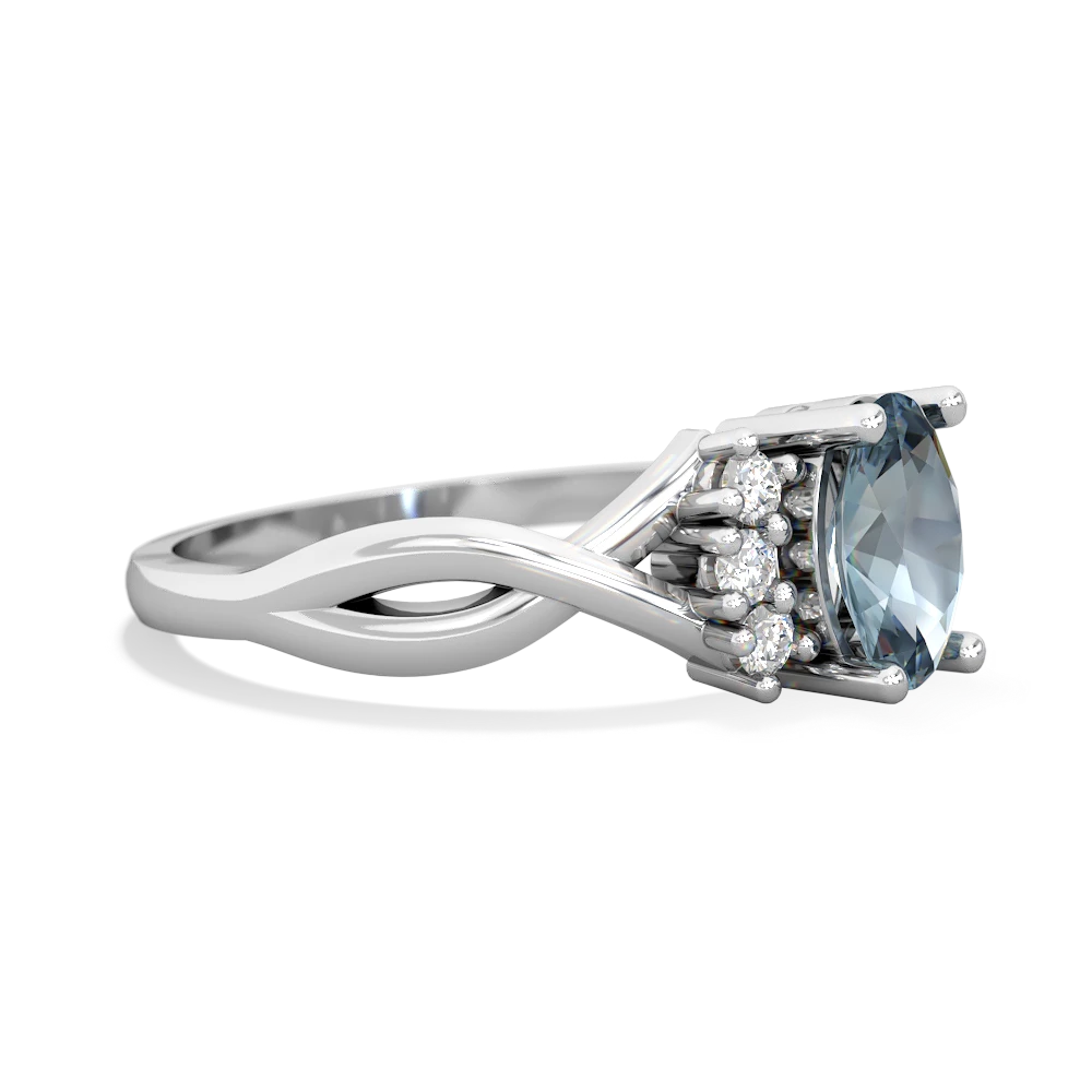 Aquamarine Victorian Twist 14K White Gold ring R2497