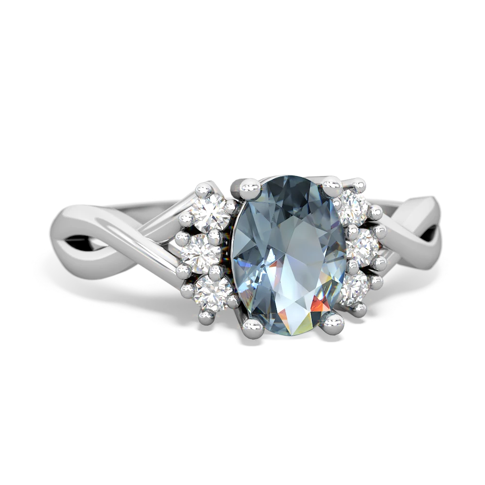 Aquamarine Victorian Twist 14K White Gold ring R2497