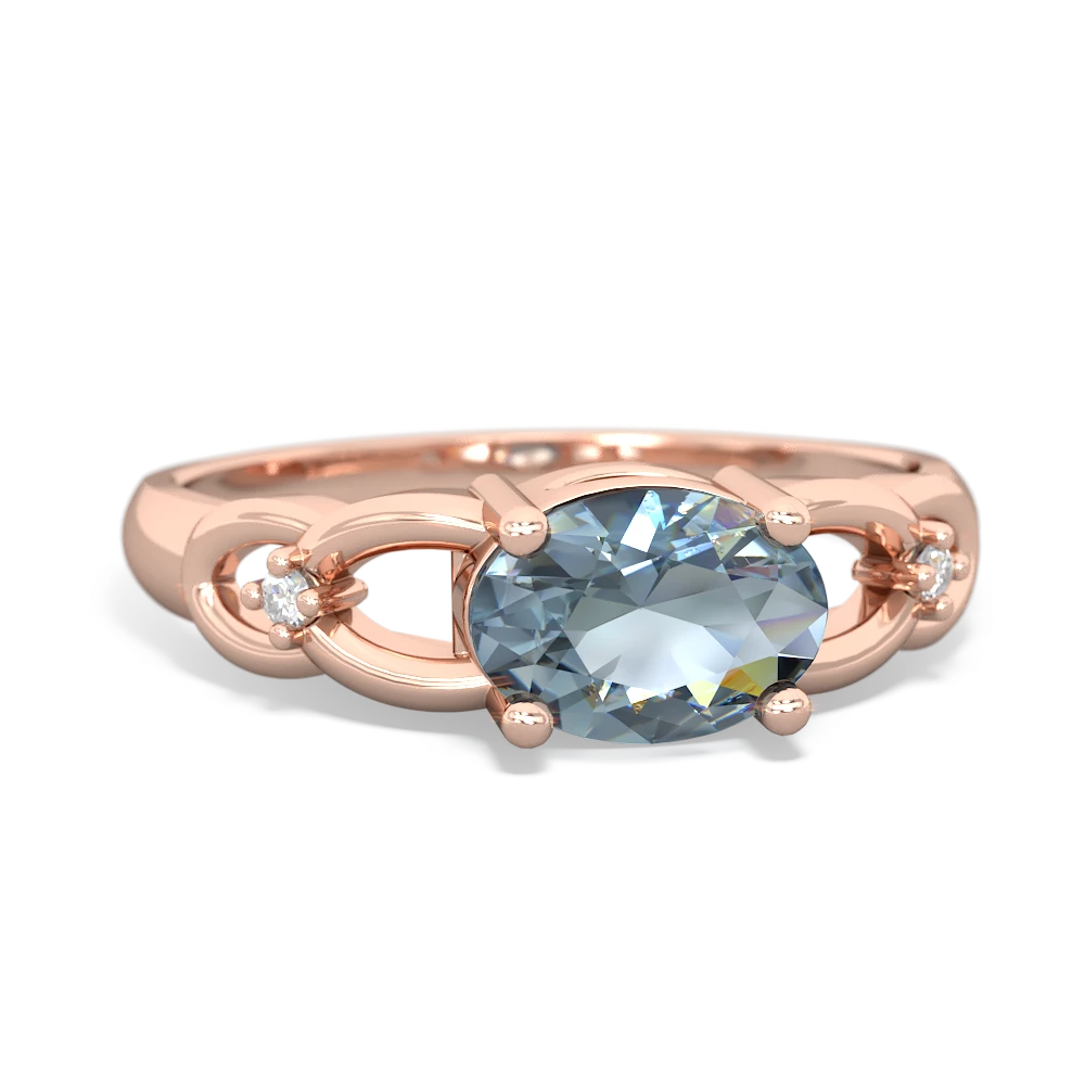 Aquamarine Links 14K Rose Gold ring R4032