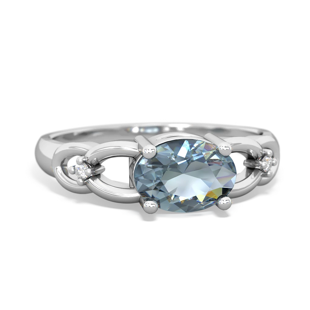 Aquamarine Links 14K White Gold ring R4032