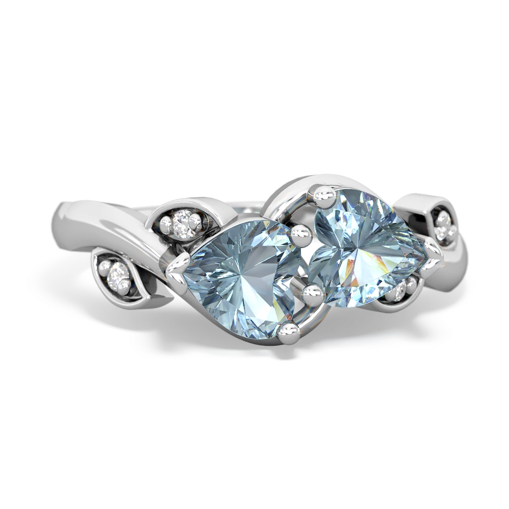 Aquamarine Floral Elegance 14K White Gold ring R5790