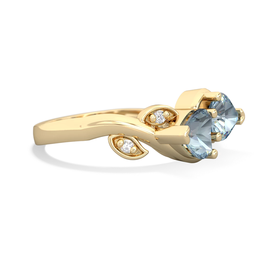 Aquamarine Floral Elegance 14K Yellow Gold ring R5790