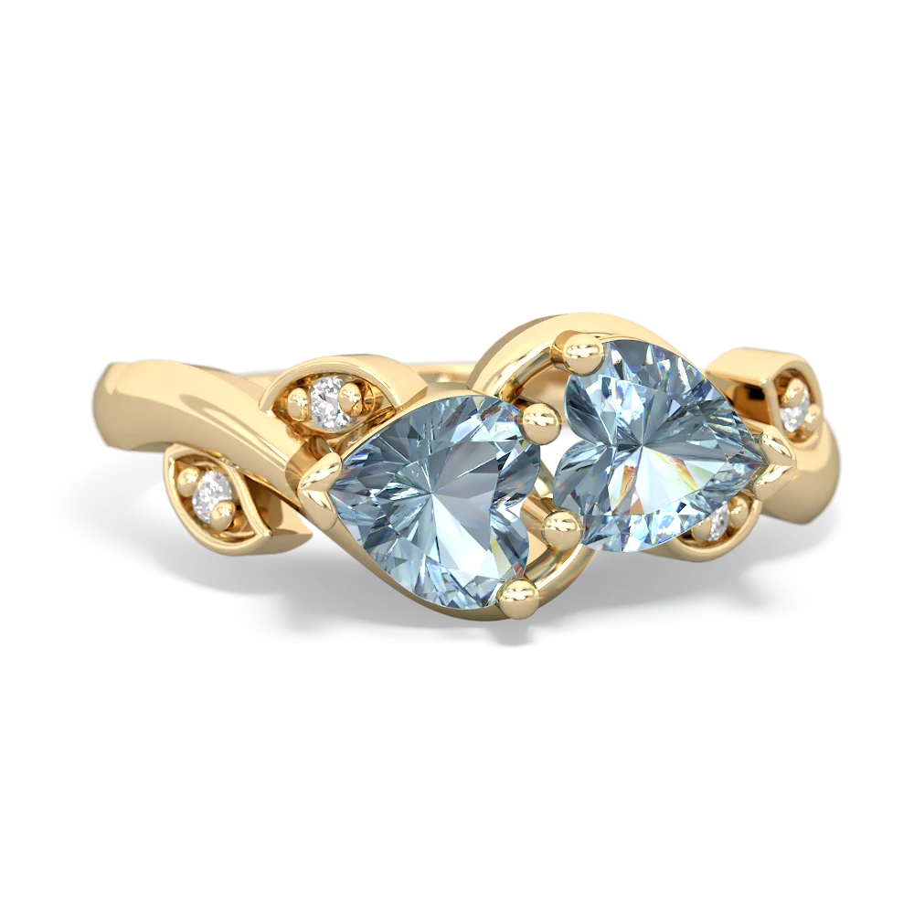 Aquamarine Floral Elegance 14K Yellow Gold ring R5790