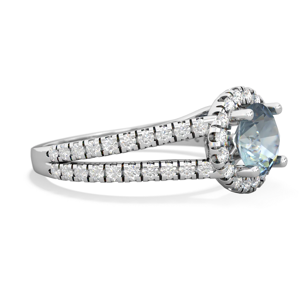 Aquamarine Pave Halo 14K White Gold ring R5490