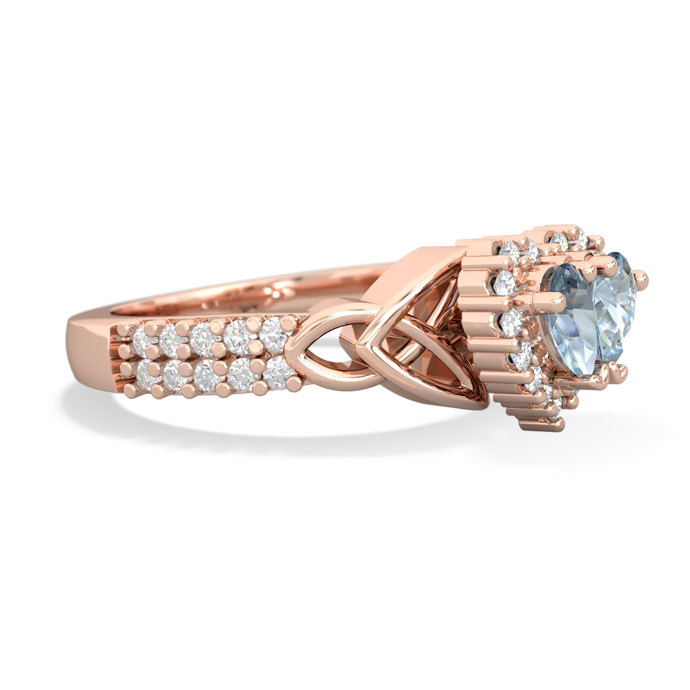 Aquamarine Celtic Knot Two Hearts As One 14K Rose Gold ring R2644HRT