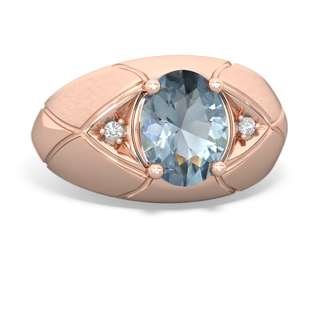 Aquamarine Men's Crossroads 14K Rose Gold ring R0361