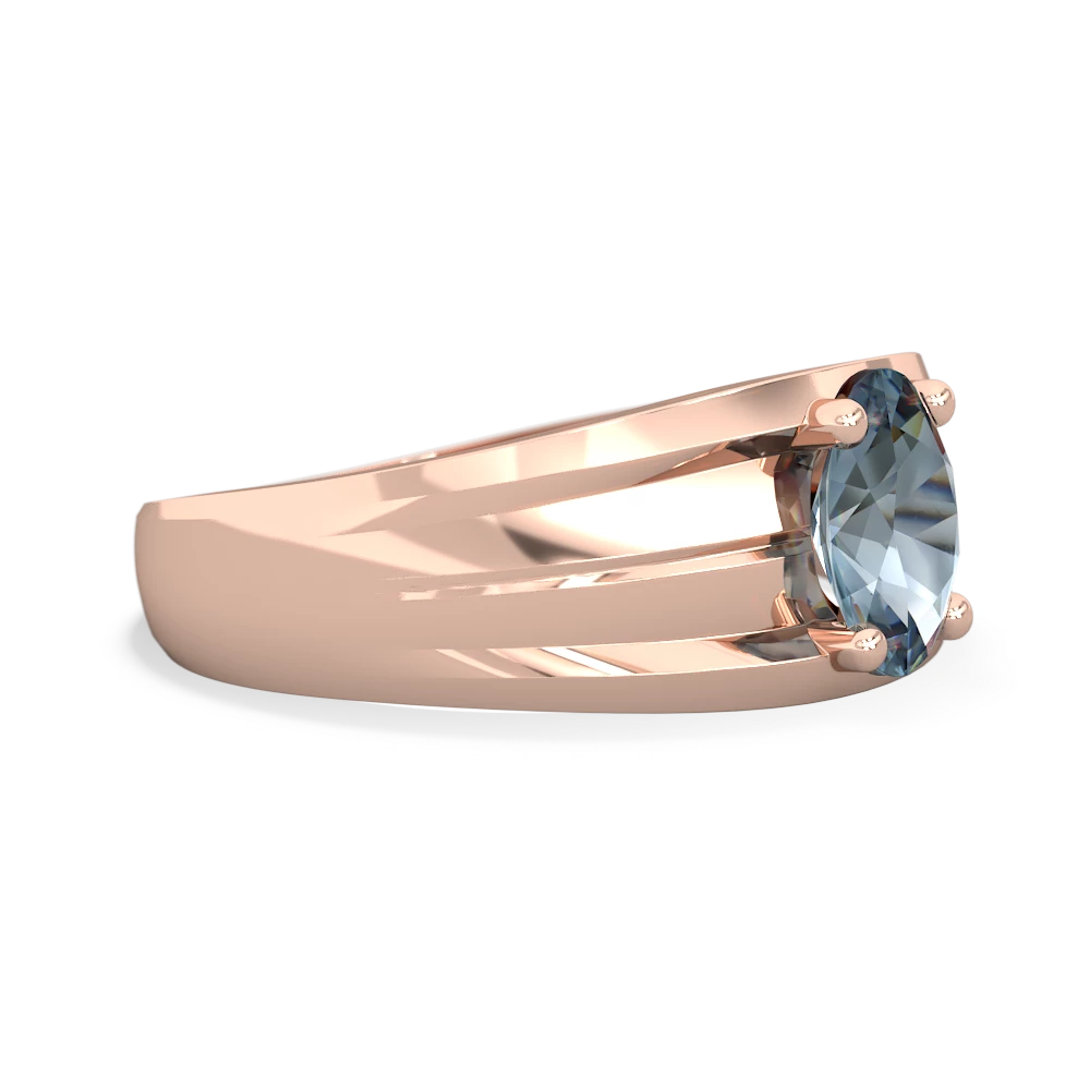 Aquamarine Men's Two Lane 14K Rose Gold ring R0363