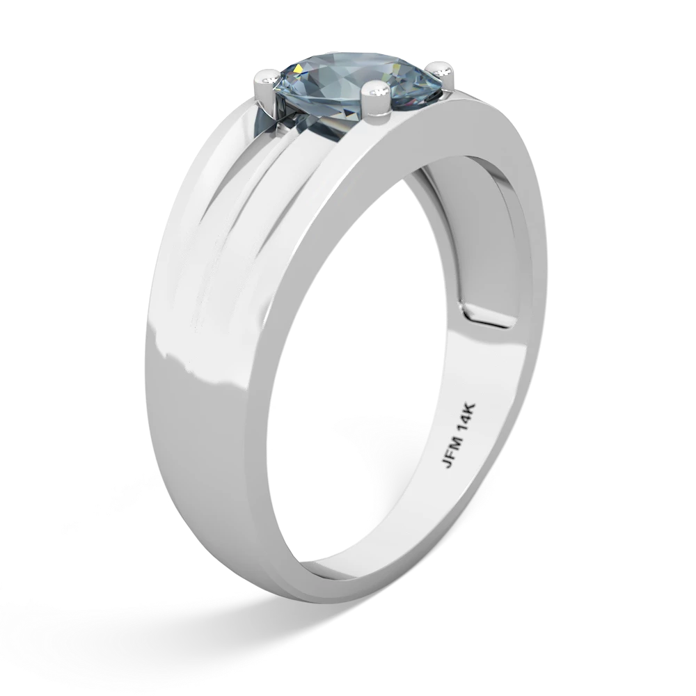 Aquamarine Men's Two Lane 14K White Gold ring R0363