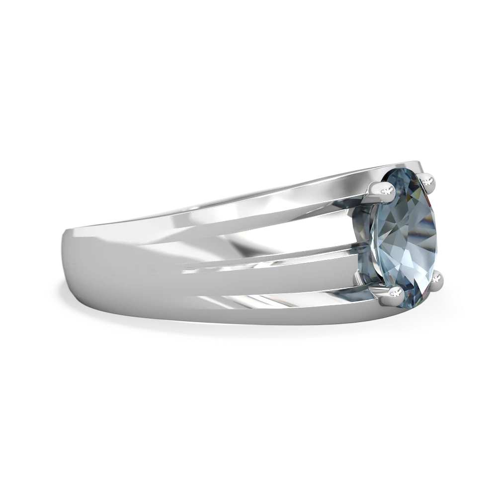 Aquamarine Men's Two Lane 14K White Gold ring R0363