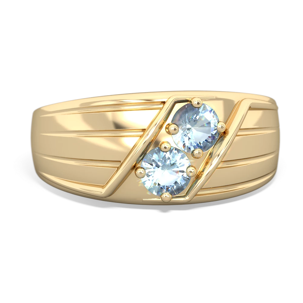 Aquamarine Men's Streamline 14K Yellow Gold ring R0460