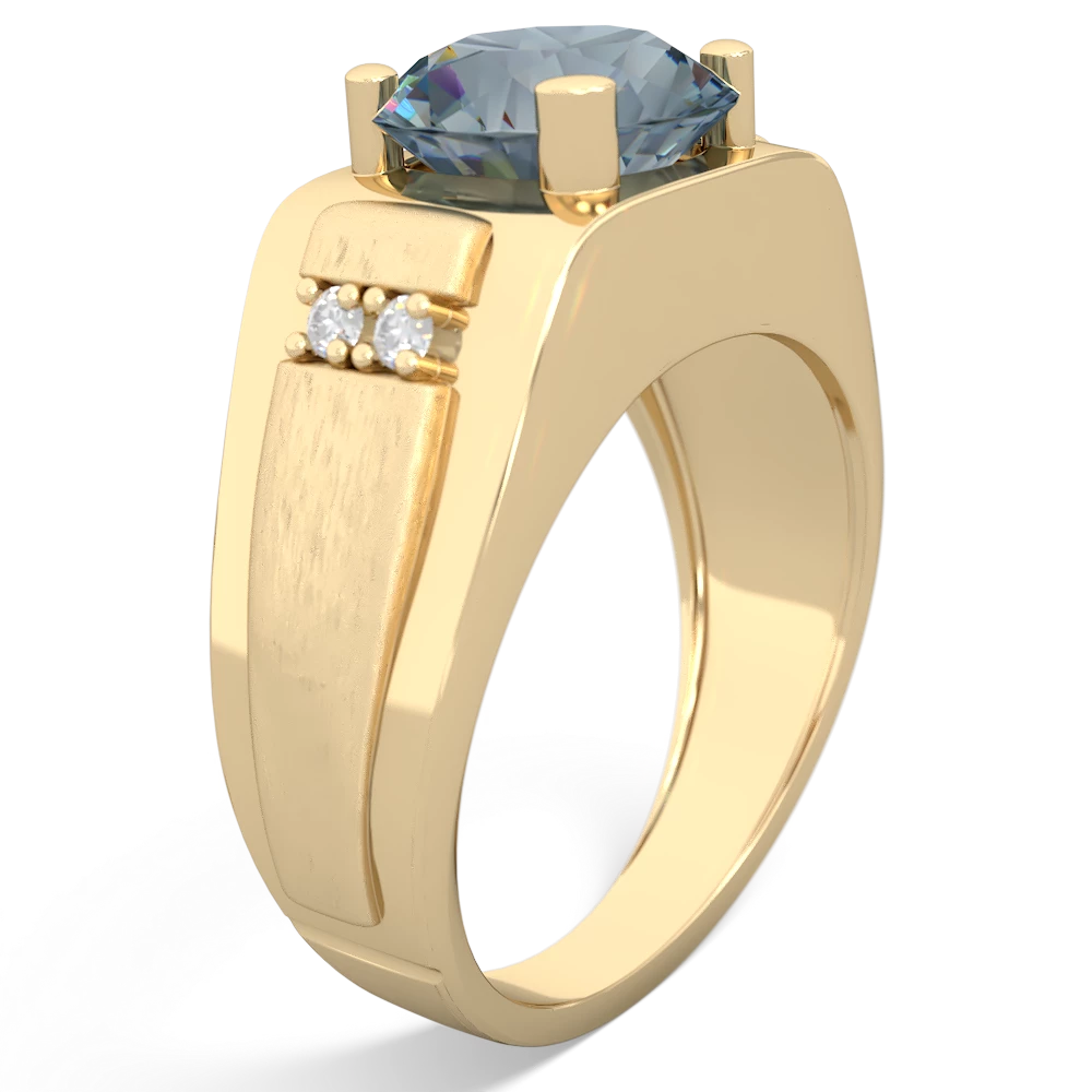 Aquamarine Men's 9Mm Round 14K Yellow Gold ring R1822