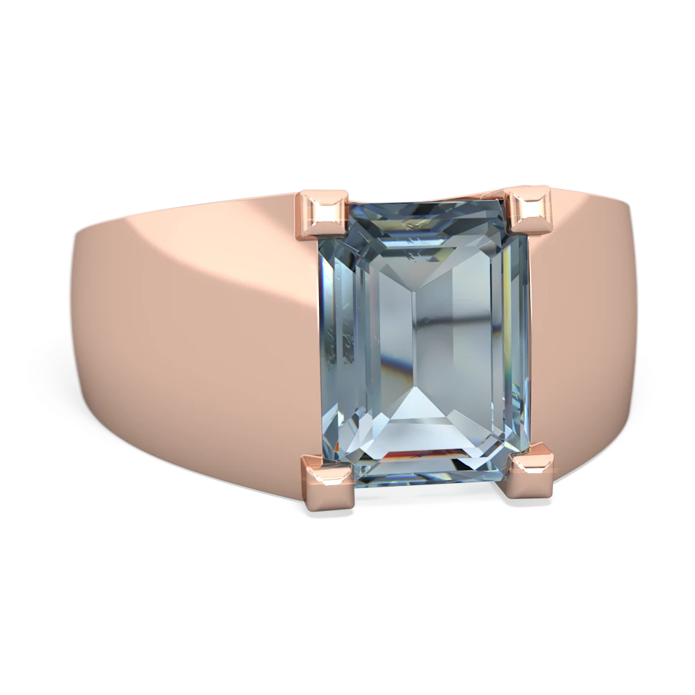 Aquamarine Men's 14K Rose Gold ring R1836 - front view