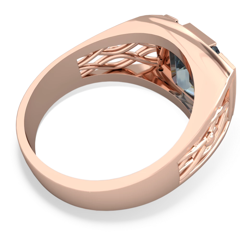 Aquamarine Men's Vine 14K Rose Gold ring R0490