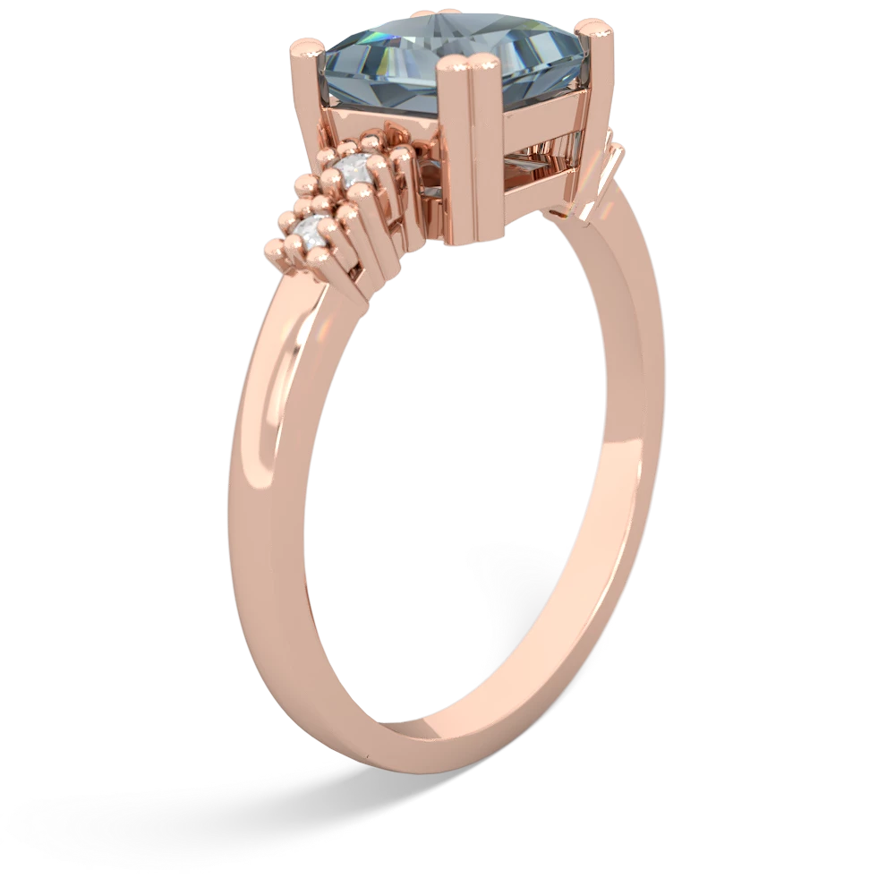 Aquamarine Art Deco Princess 14K Rose Gold ring R2014