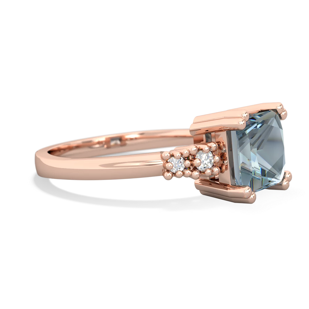 Aquamarine Art Deco Princess 14K Rose Gold ring R2014
