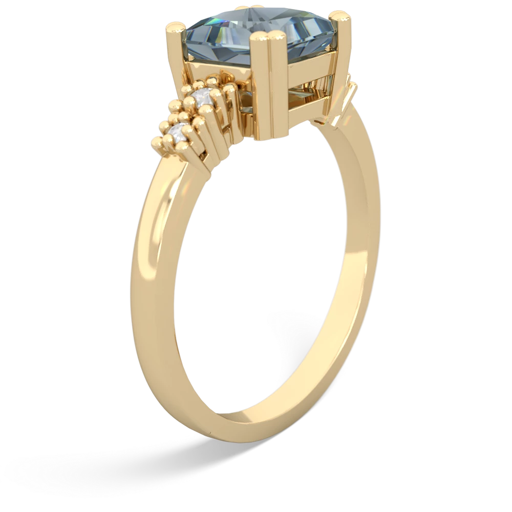 Aquamarine Art Deco Princess 14K Yellow Gold ring R2014