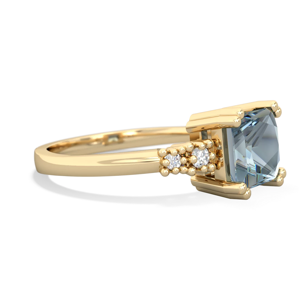 Aquamarine Art Deco Princess 14K Yellow Gold ring R2014