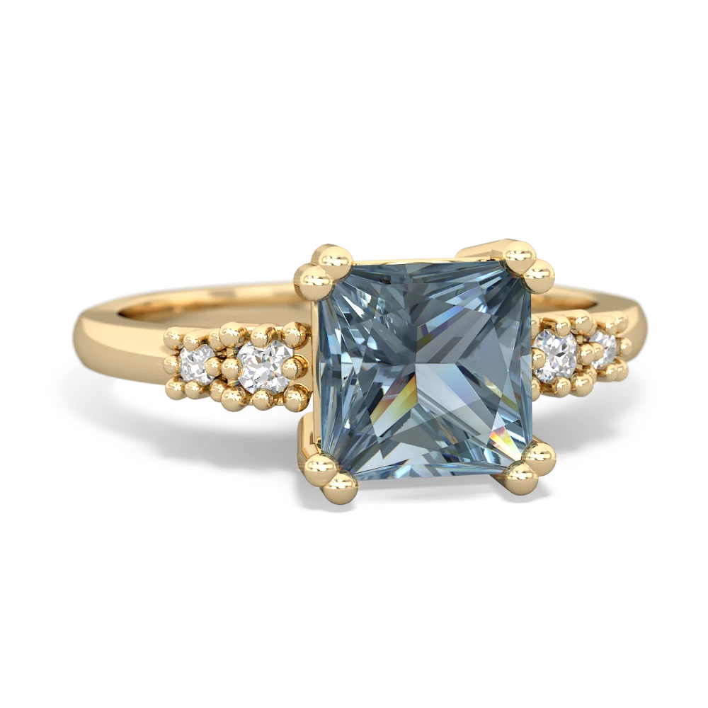 Aquamarine Art Deco Princess 14K Yellow Gold ring R2014