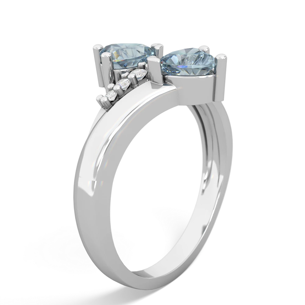 Aquamarine Heart To Heart 14K White Gold ring R2064