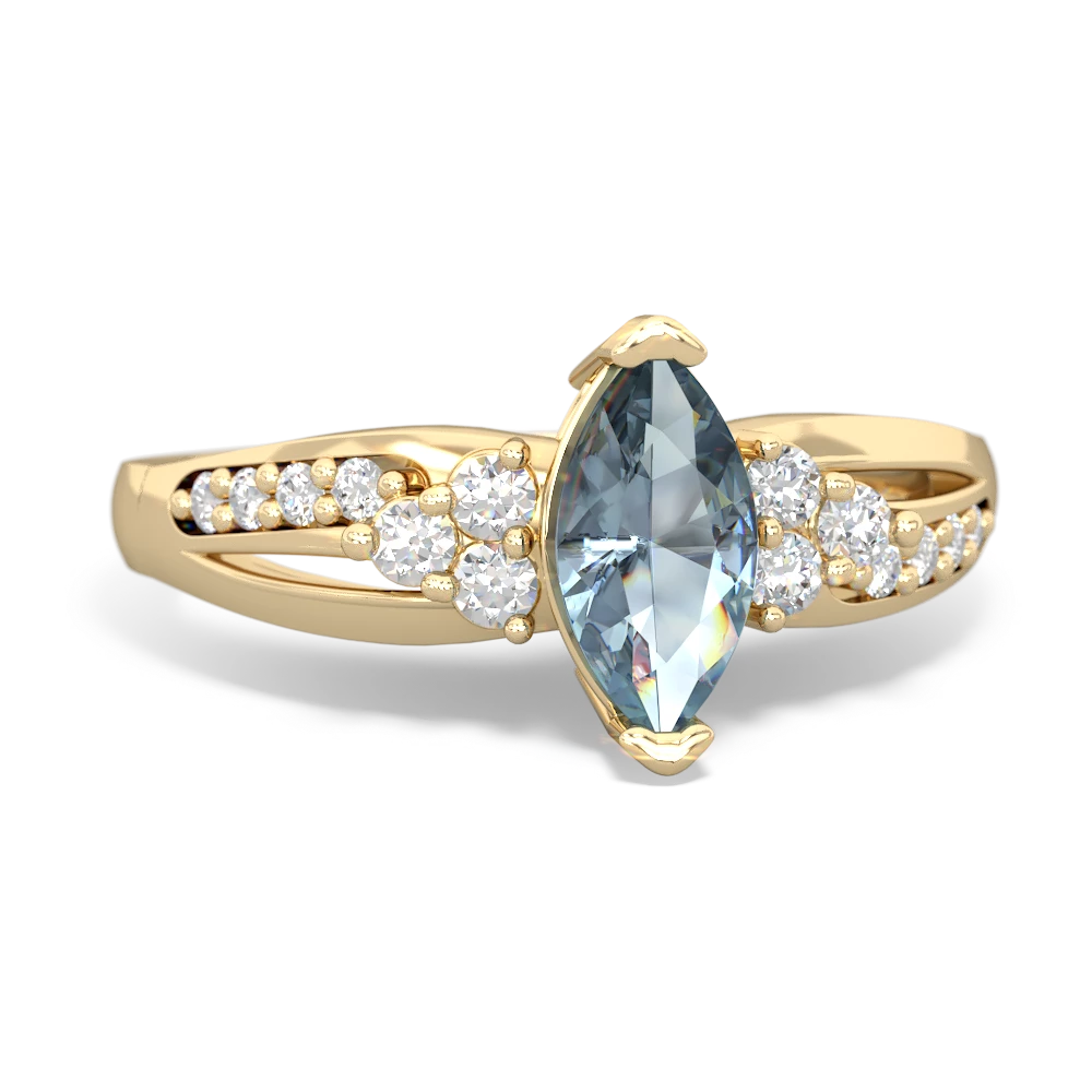 Aquamarine Antique Style 14K Yellow Gold ring R2343 - front view