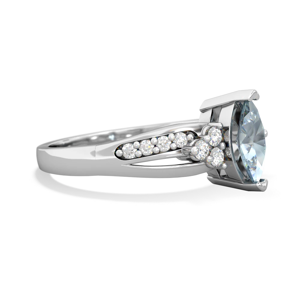 Aquamarine Royal Marquise 14K White Gold ring R2343