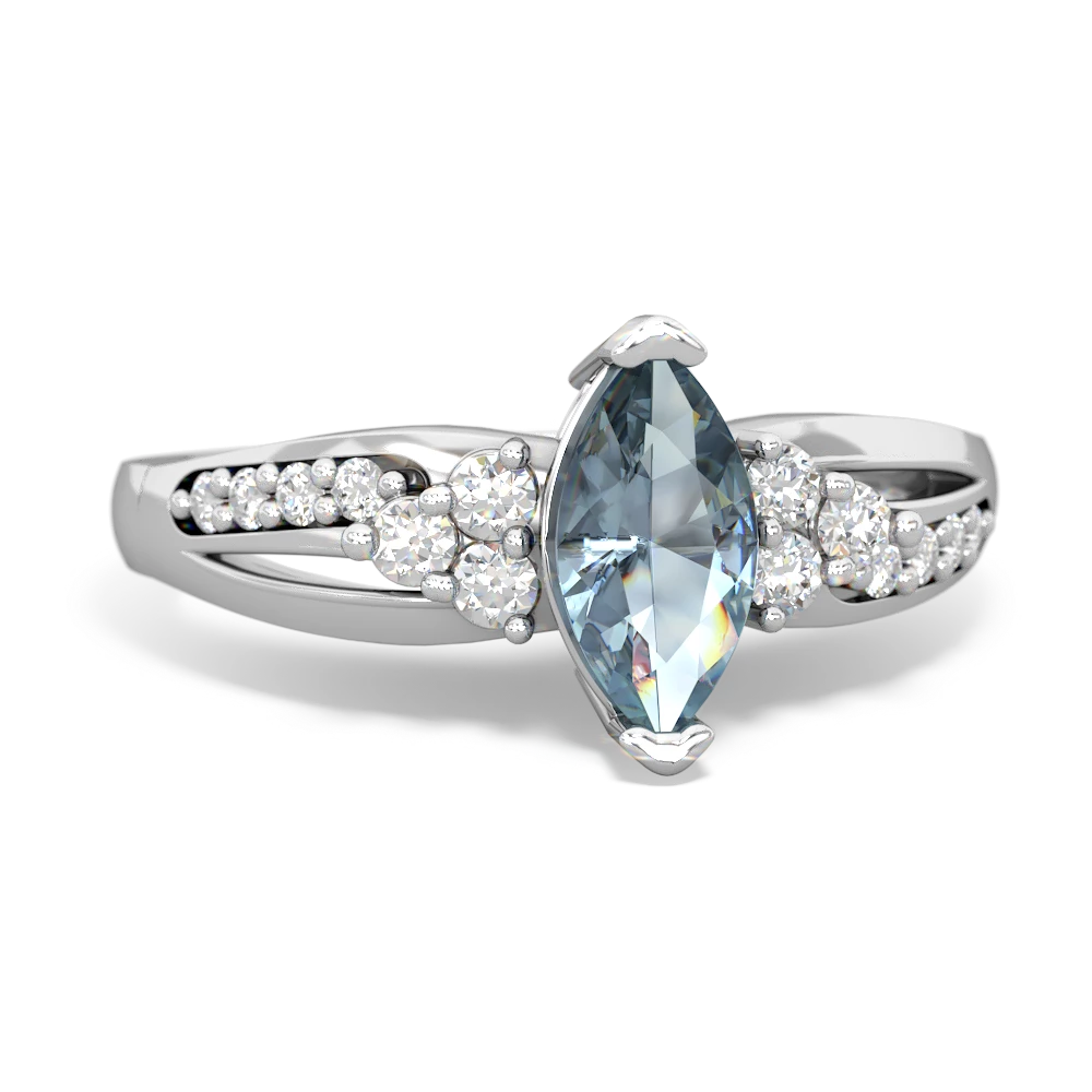 Aquamarine Royal Marquise 14K White Gold ring R2343