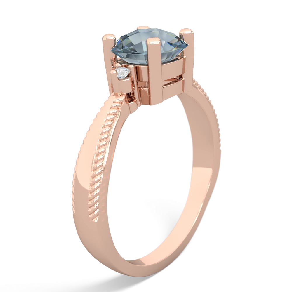 Aquamarine Cushion Rope 14K Rose Gold ring R2484