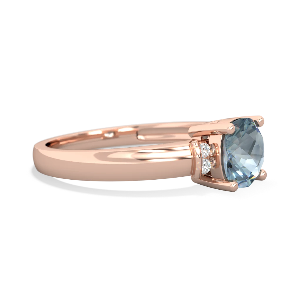 Aquamarine Simply Elegant Cushion 14K Rose Gold ring R2489