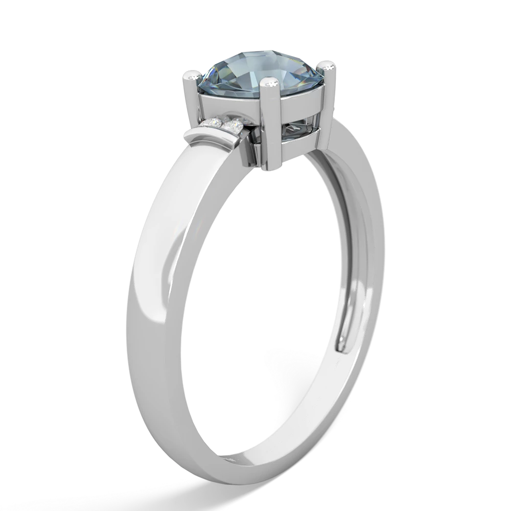 Aquamarine Simply Elegant Cushion 14K White Gold ring R2489