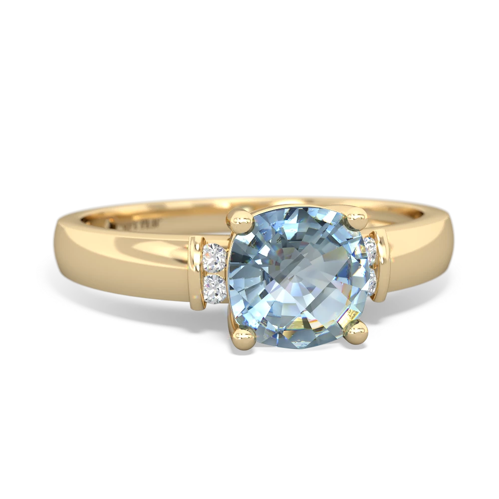 Aquamarine Simply Elegant Cushion 14K Yellow Gold ring R2489