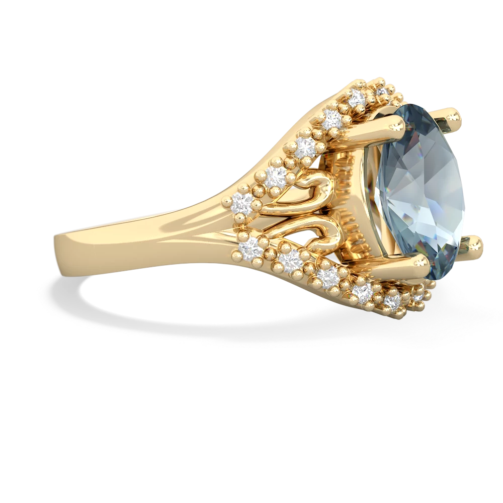 Aquamarine Antique Style Cocktail 14K Yellow Gold ring R2564