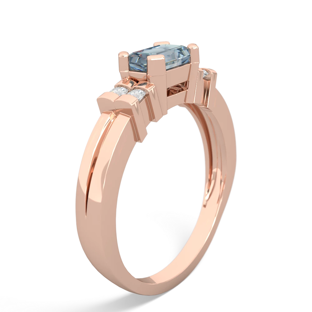 Aquamarine Art Deco East-West 14K Rose Gold ring R2590