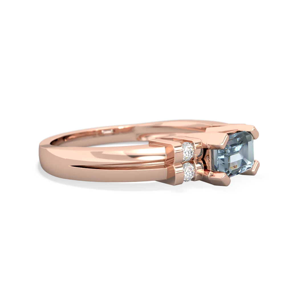 Aquamarine Art Deco East-West 14K Rose Gold ring R2590