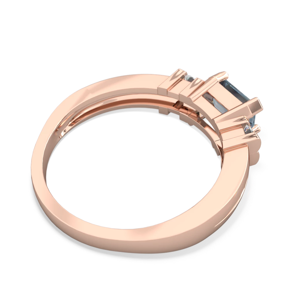 Aquamarine Art Deco East-West 14K Rose Gold ring R2590