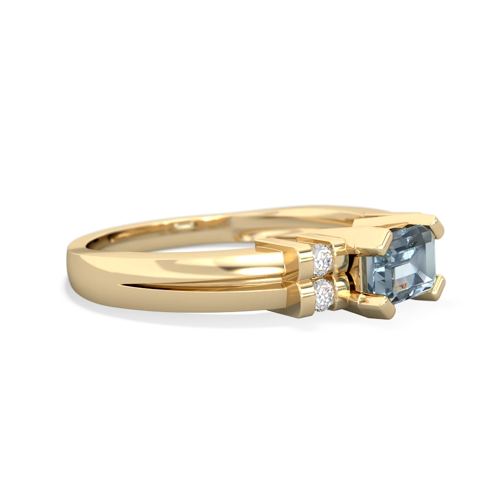 Aquamarine Art Deco East-West 14K Yellow Gold ring R2590