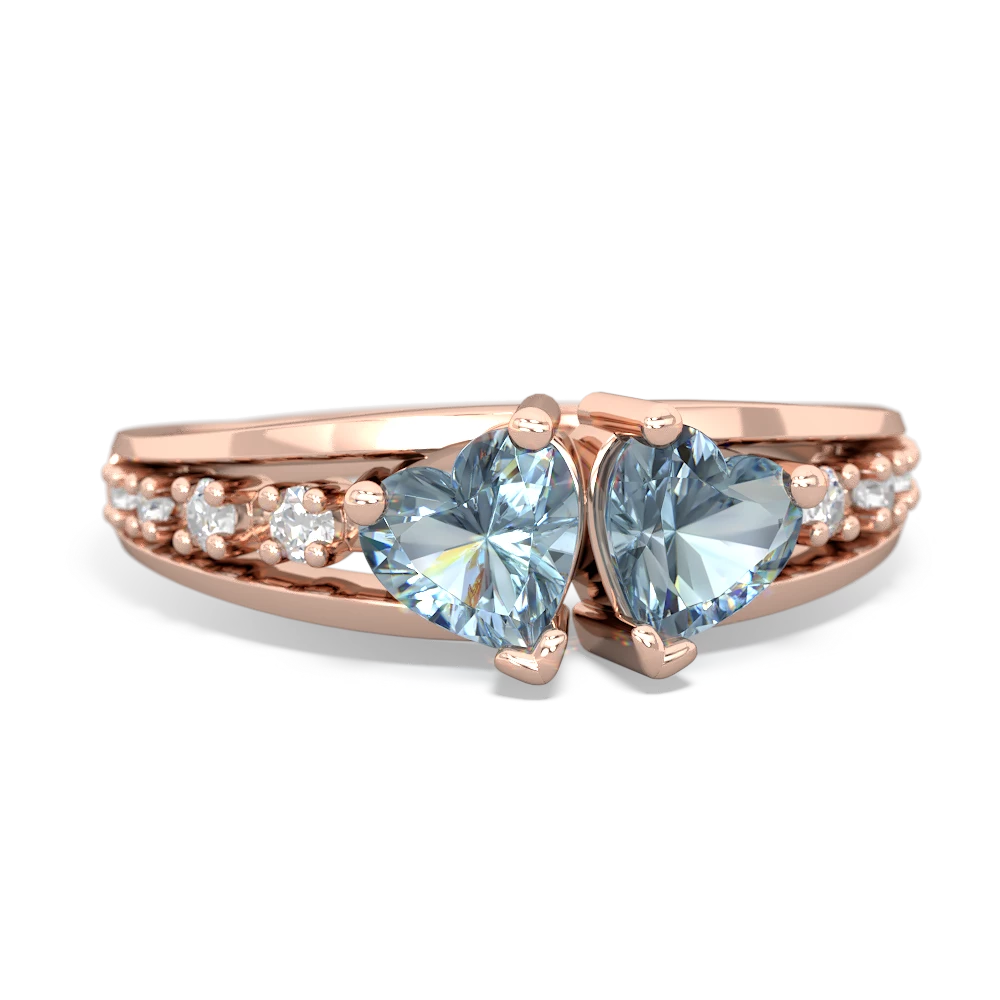 Aquamarine Heart To Heart 14K Rose Gold ring R3342