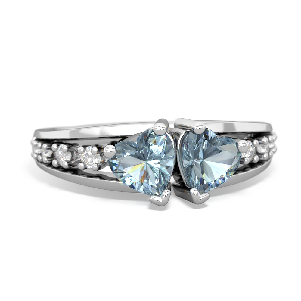 Aquamarine Heart To Heart 14K White Gold ring R3342