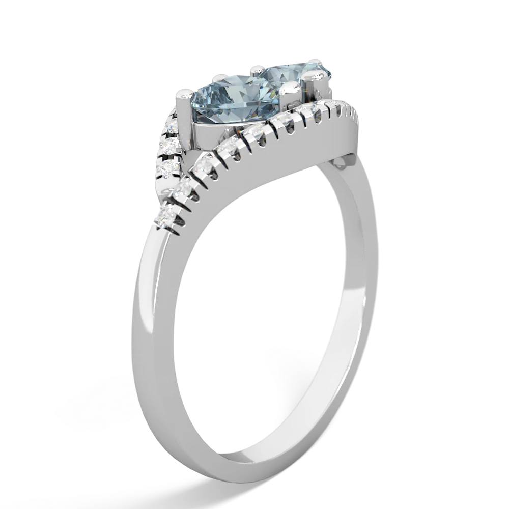 Aquamarine Mother And Child 14K White Gold ring R3010