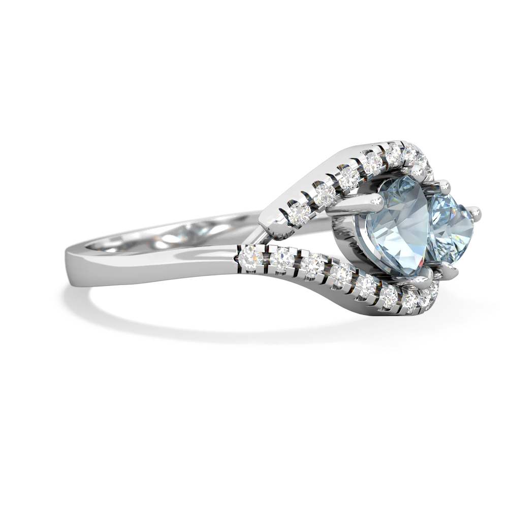 Aquamarine Mother And Child 14K White Gold ring R3010