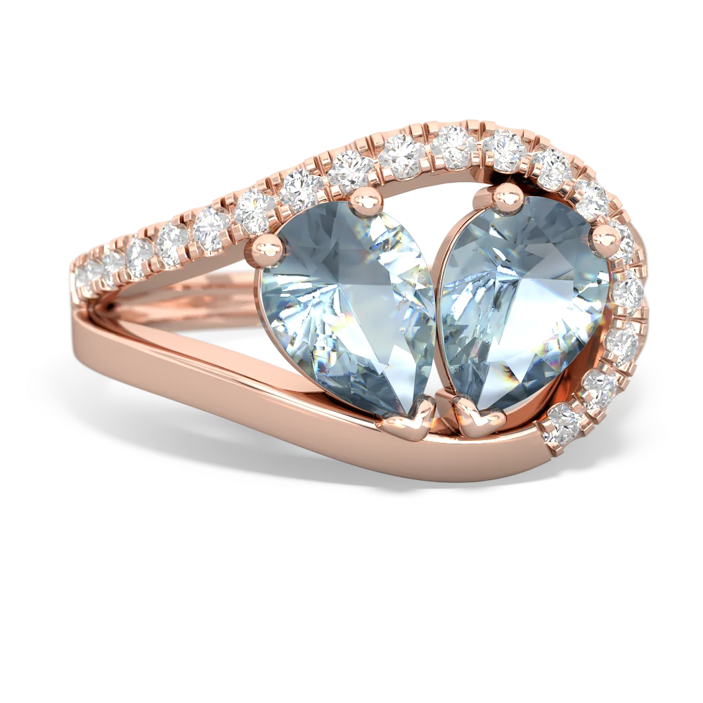 Aquamarine Nestled Heart Keepsake 14K Rose Gold ring R5650