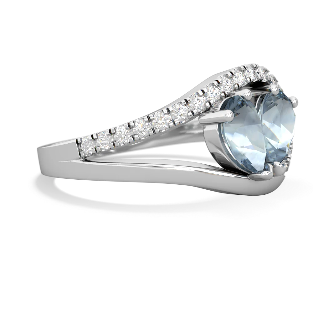 Aquamarine Nestled Heart Keepsake 14K White Gold ring R5650