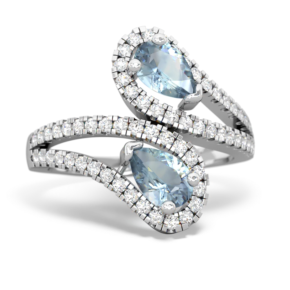 Aquamarine Diamond Dazzler 14K White Gold ring R3000